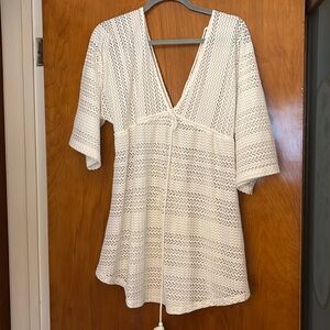White crochet swim coverup